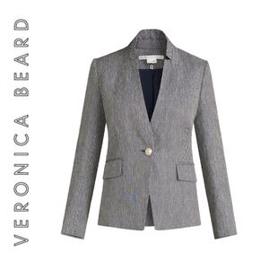 NWT VERONICA BEARD Dickey Blazer Blue Linen Herringbone FARLEY Size 10